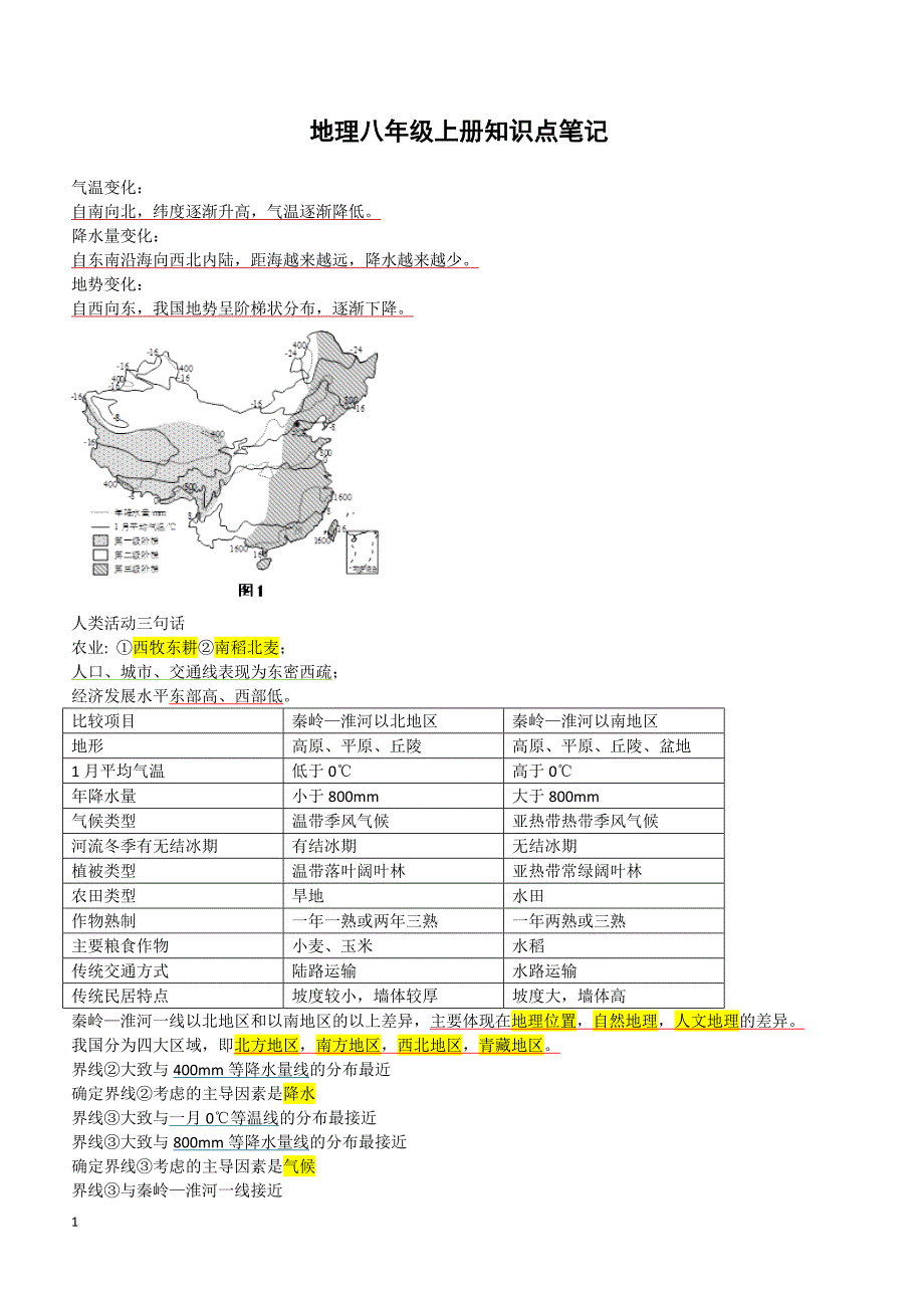 地理八年级上册知识点笔记_第1页