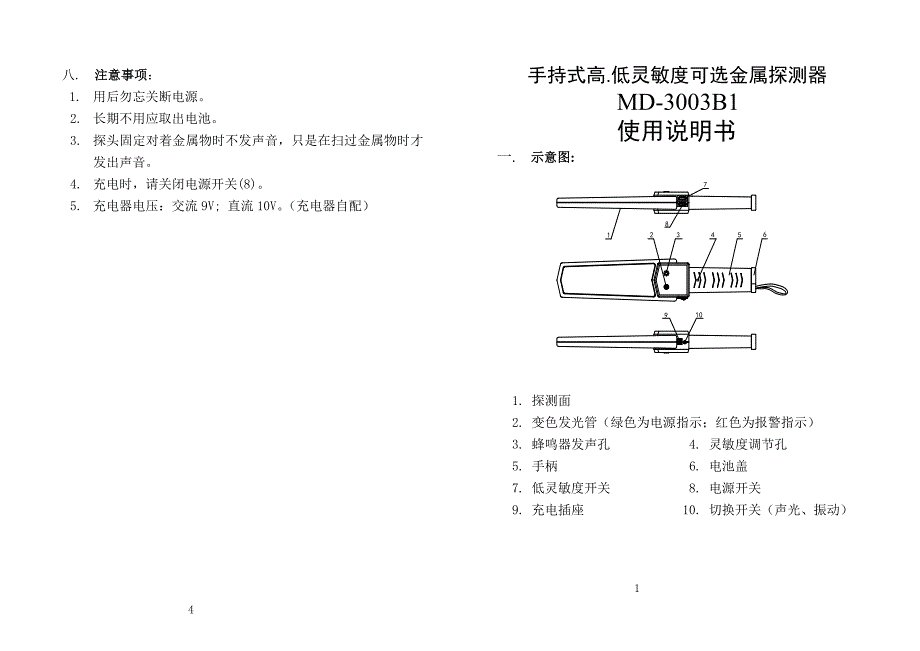MD-3003B1手持金属探测器使用说明_第1页