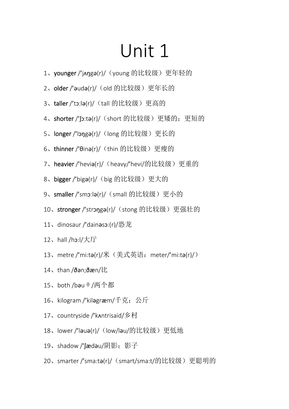 pep小学英语六年级下册单元词汇表_第1页