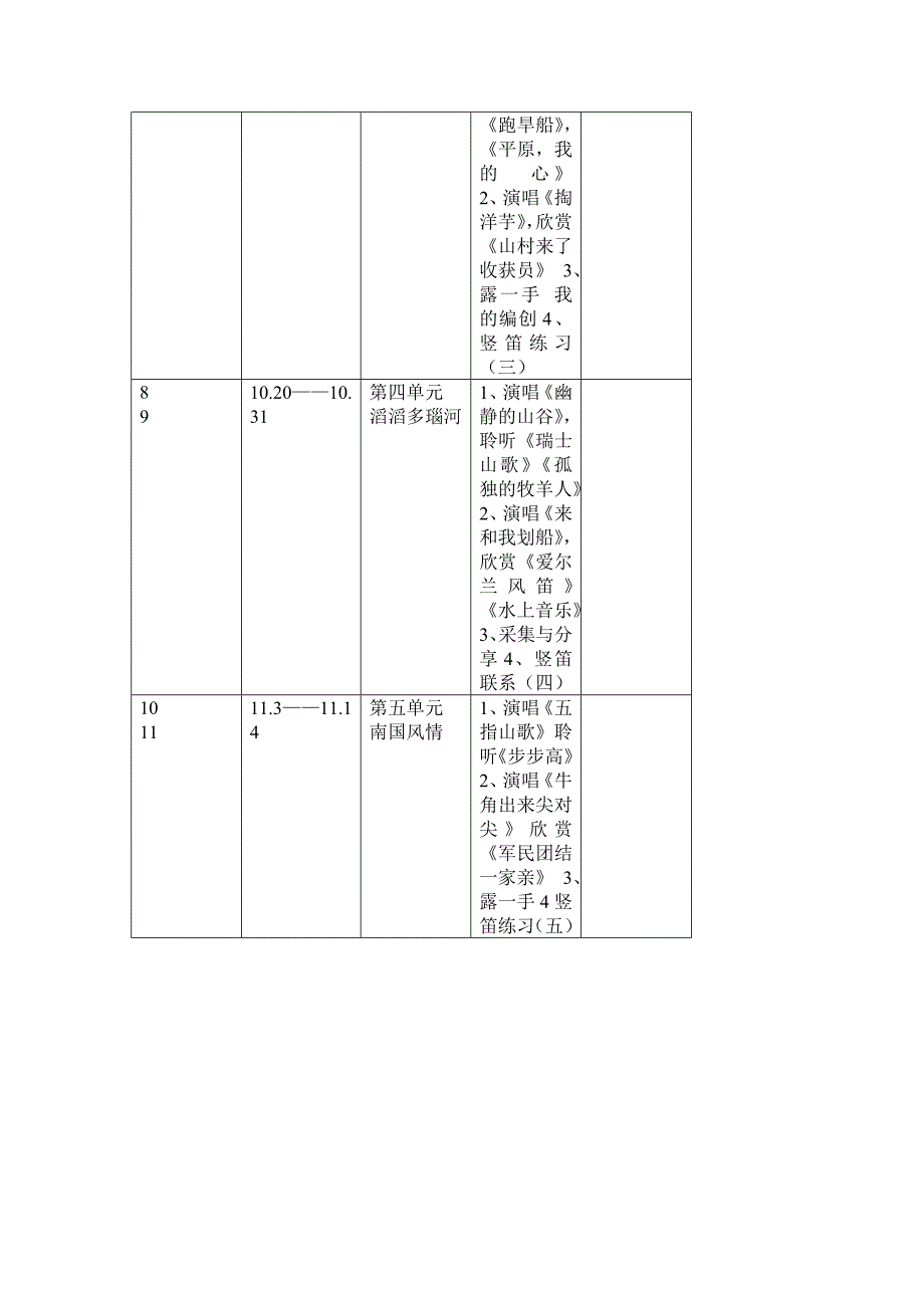 2014-2015苏教版六年级上册音乐教学计划_第3页