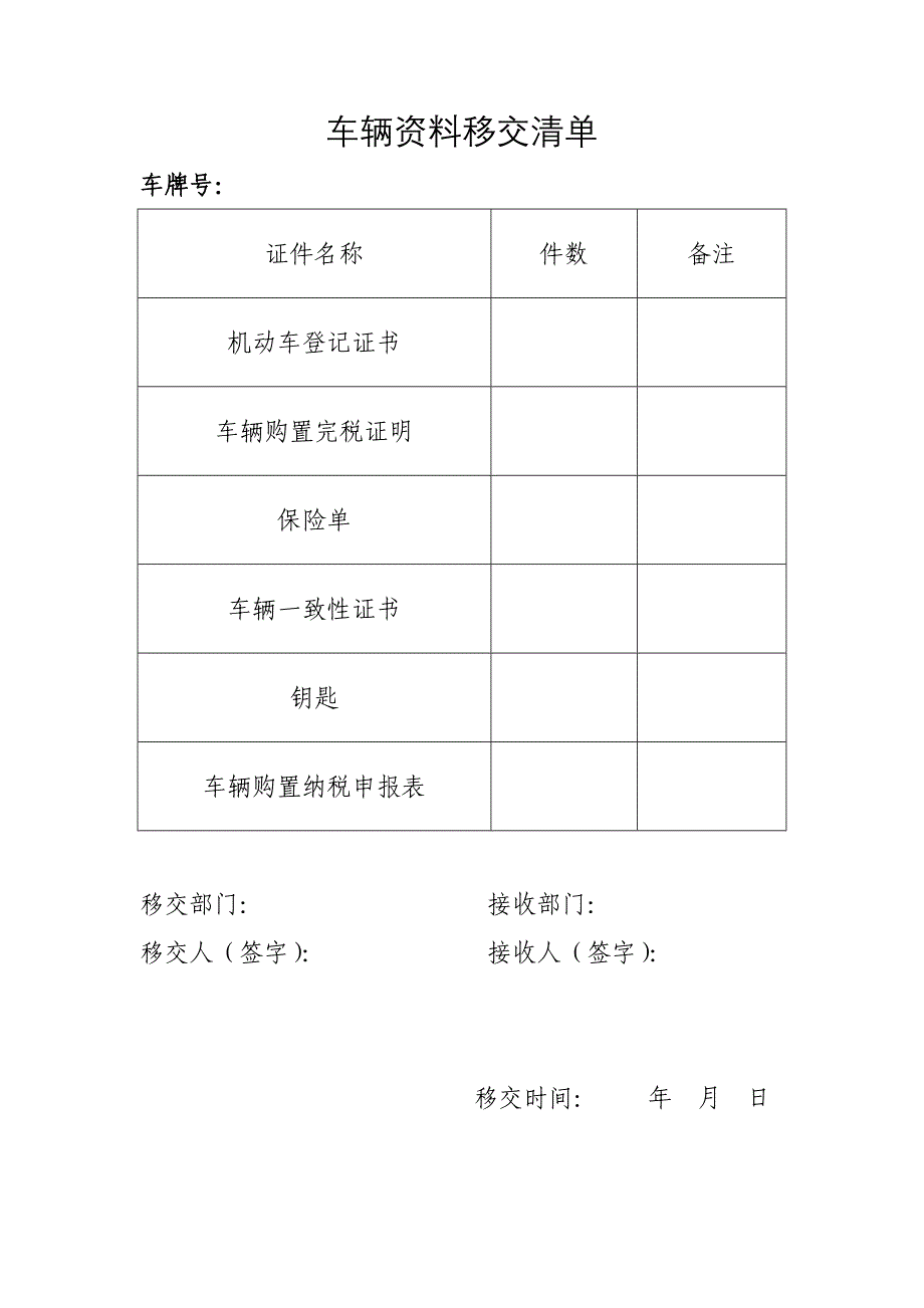 车辆资料移交清单_第1页