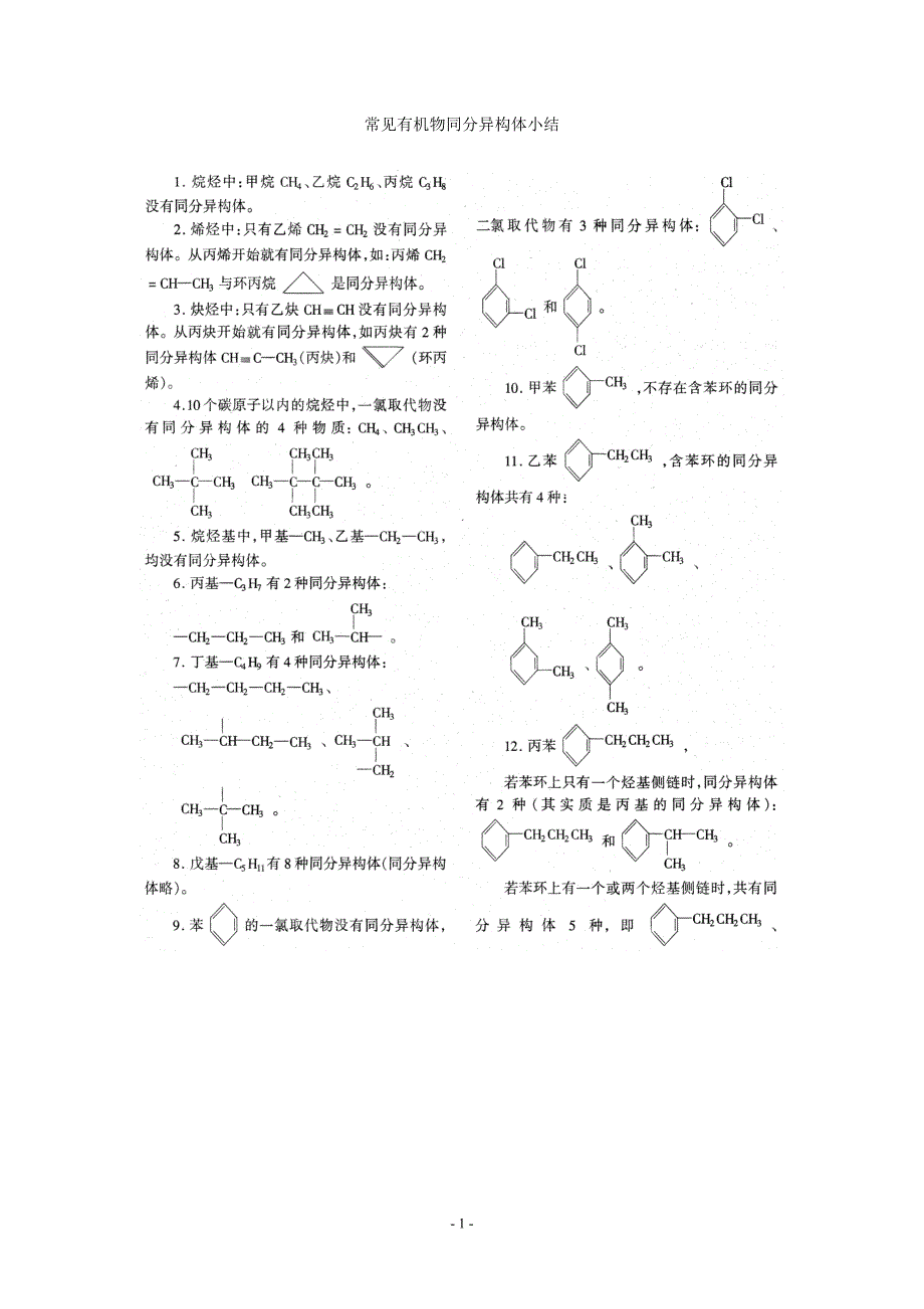常见有机物同分异构体小结_第1页