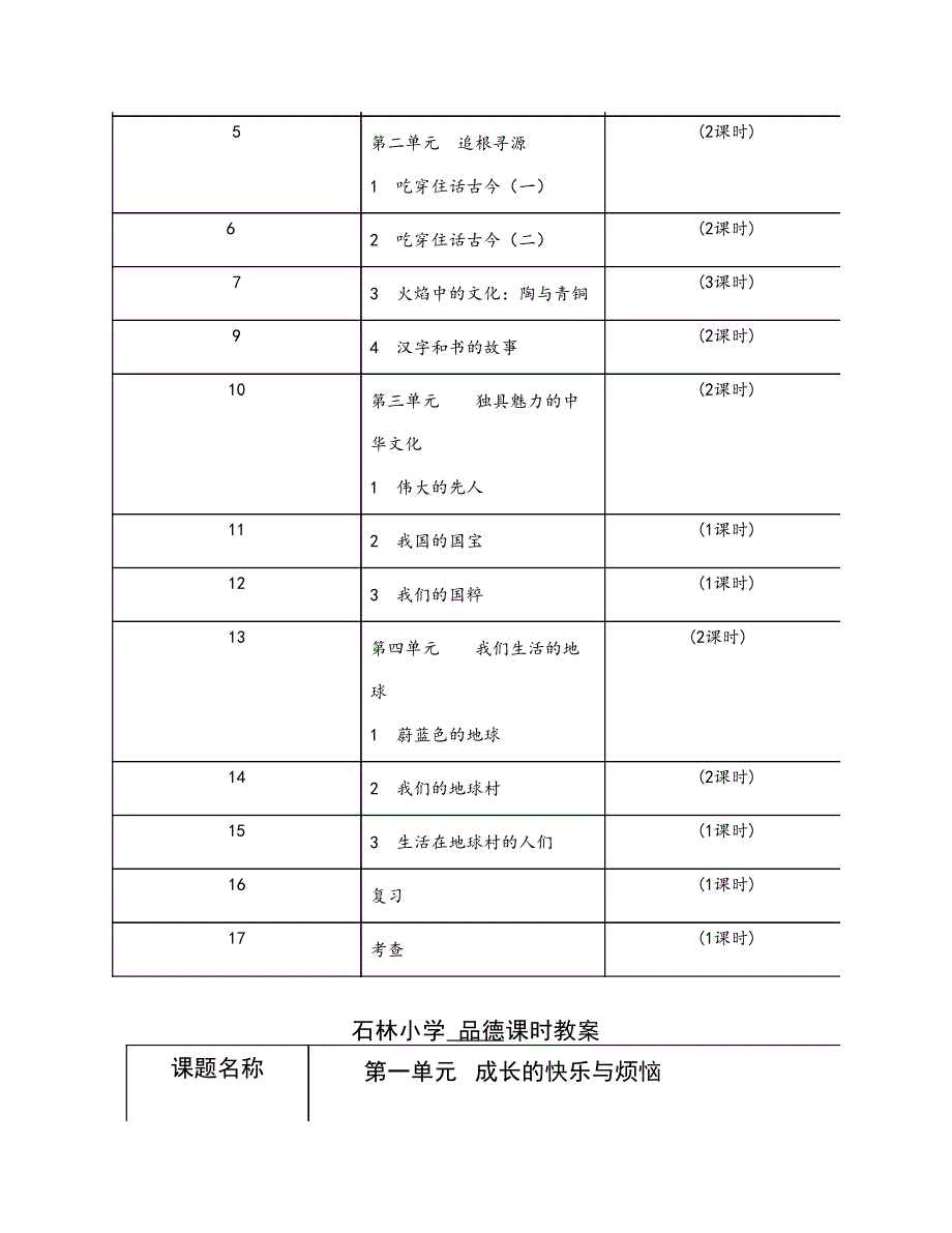 人教版小学五年级下册,品德教案,全册_第3页