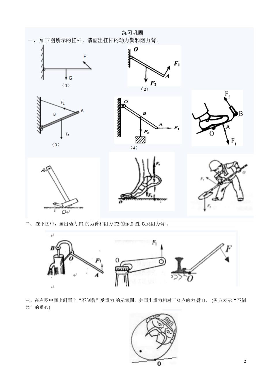 杠杆力臂作图专项习题汇总_第2页