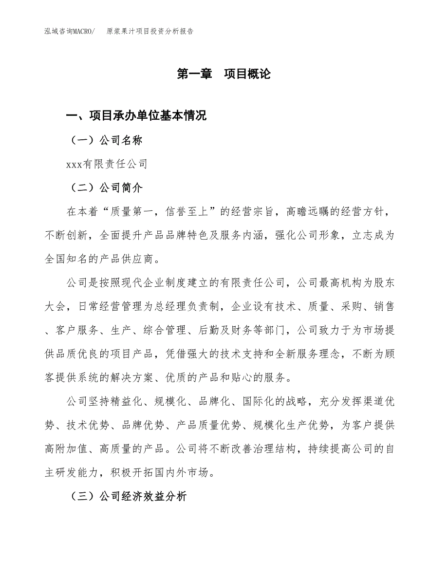 （模板）原浆果汁项目投资分析报告_第4页