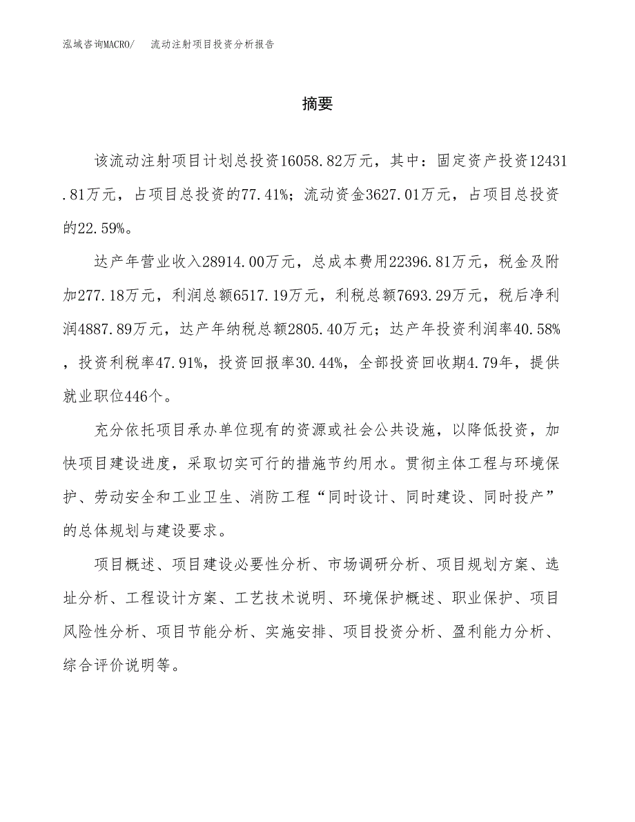 （模板）流动注射项目投资分析报告_第2页