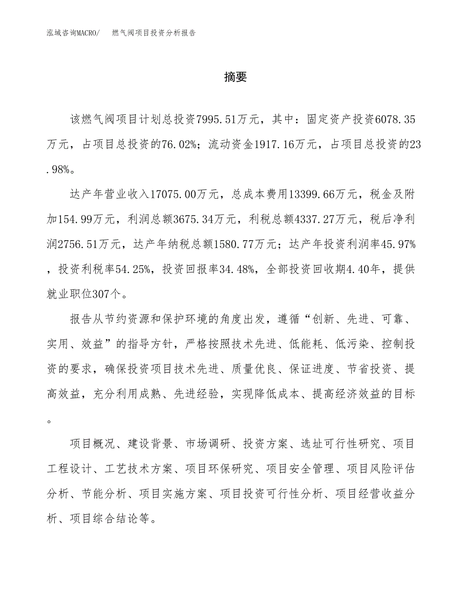 （模板）燃气阀项目投资分析报告_第2页