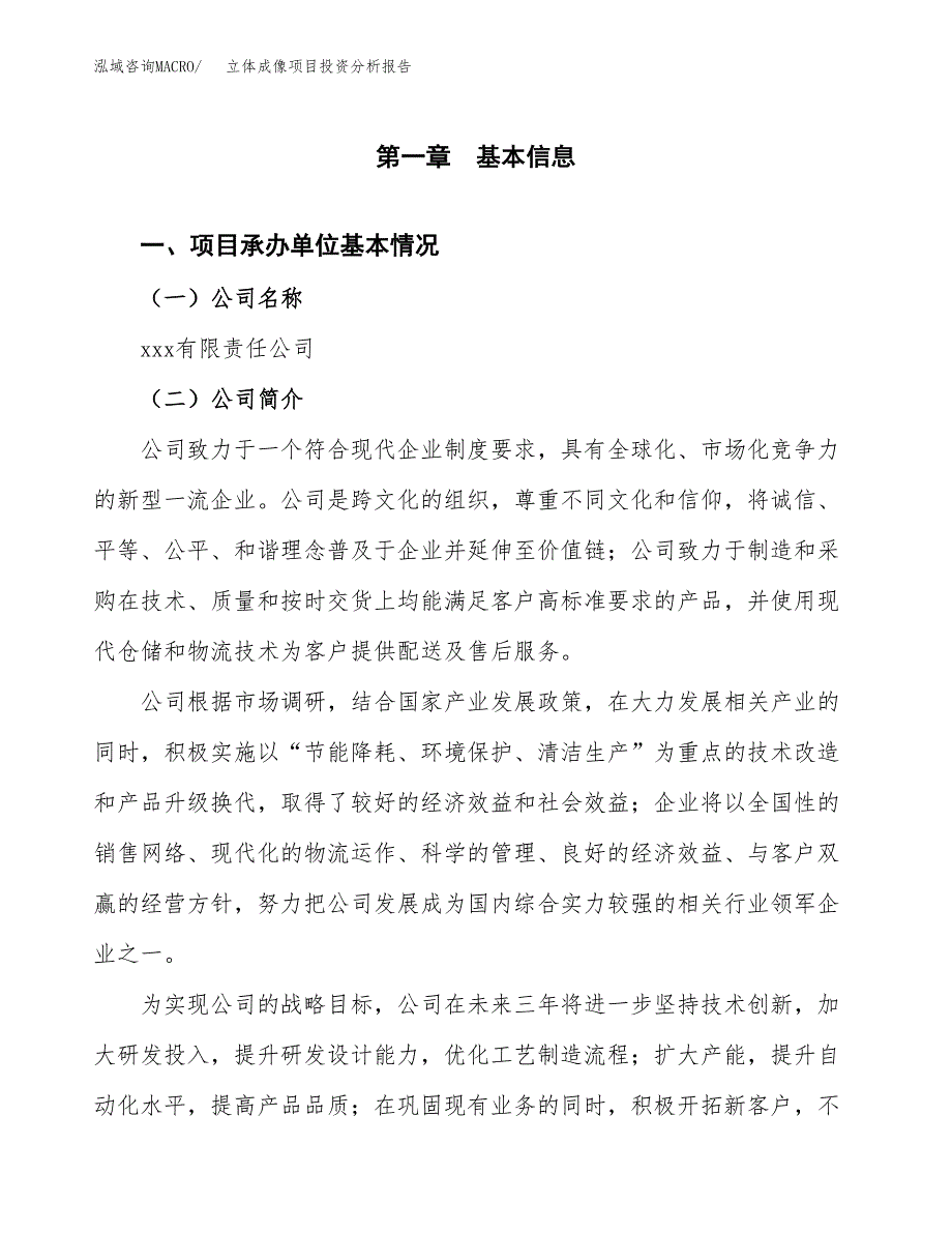 （模板）立体成像项目投资分析报告_第4页