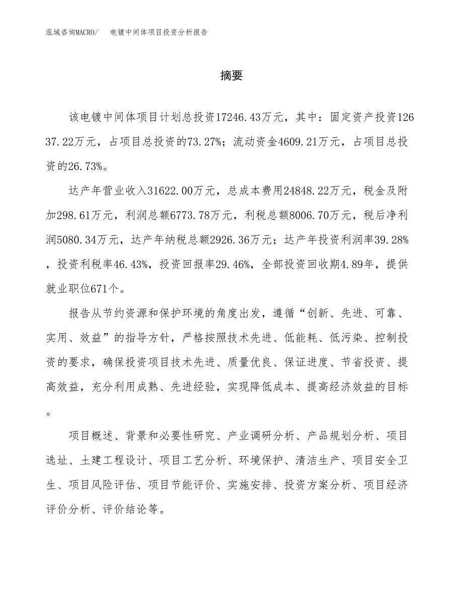 （模板）电镀中间体项目投资分析报告_第2页