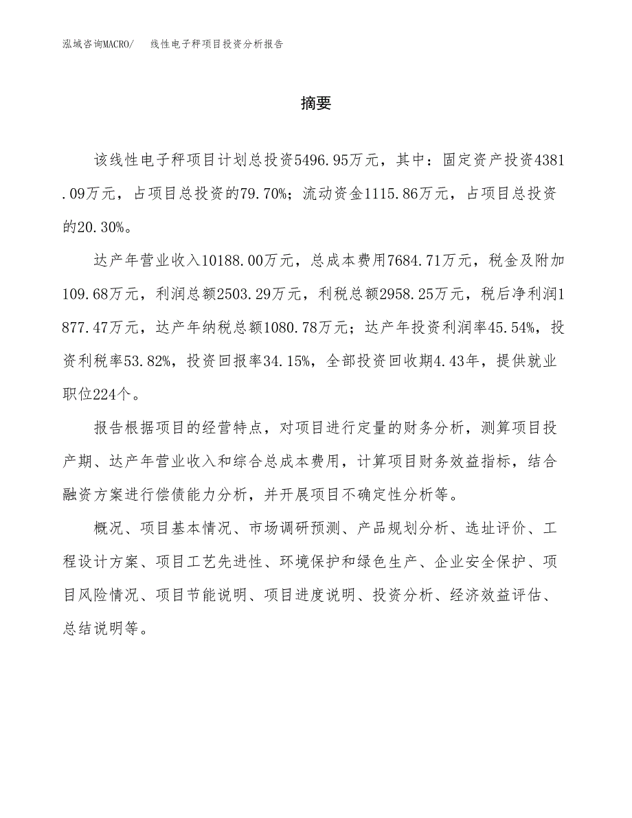 （模板）线性电子秤项目投资分析报告_第2页