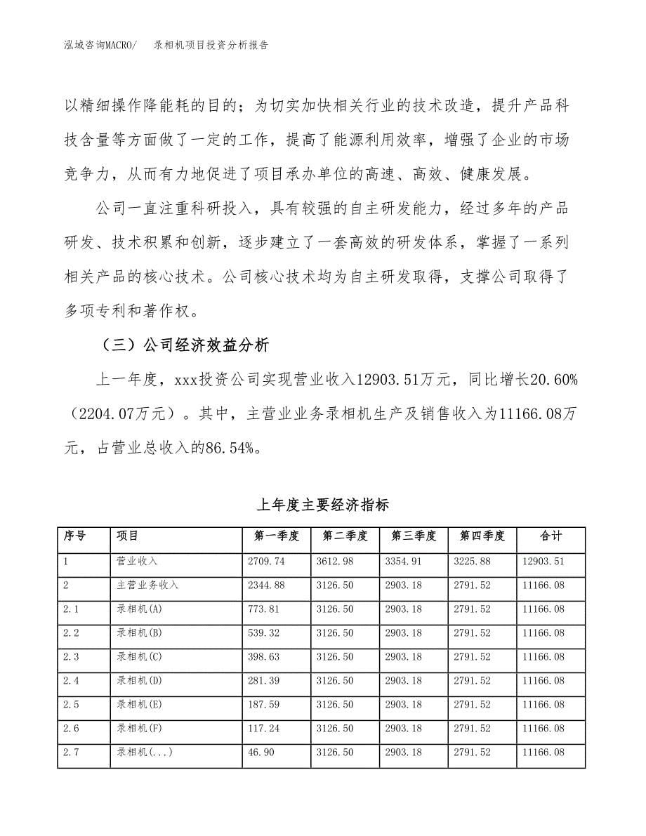 （模板）录相机项目投资分析报告_第5页