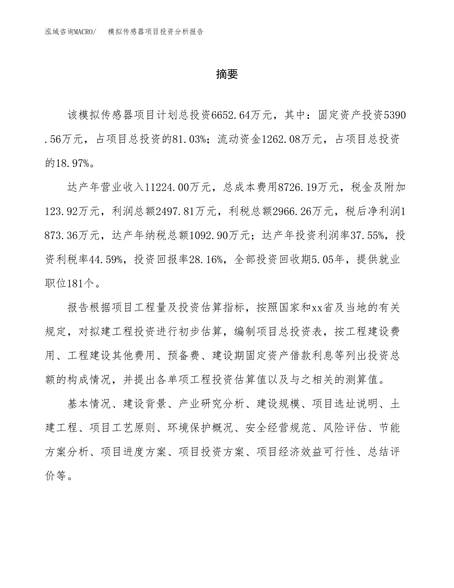 （模板）模拟传感器项目投资分析报告_第2页