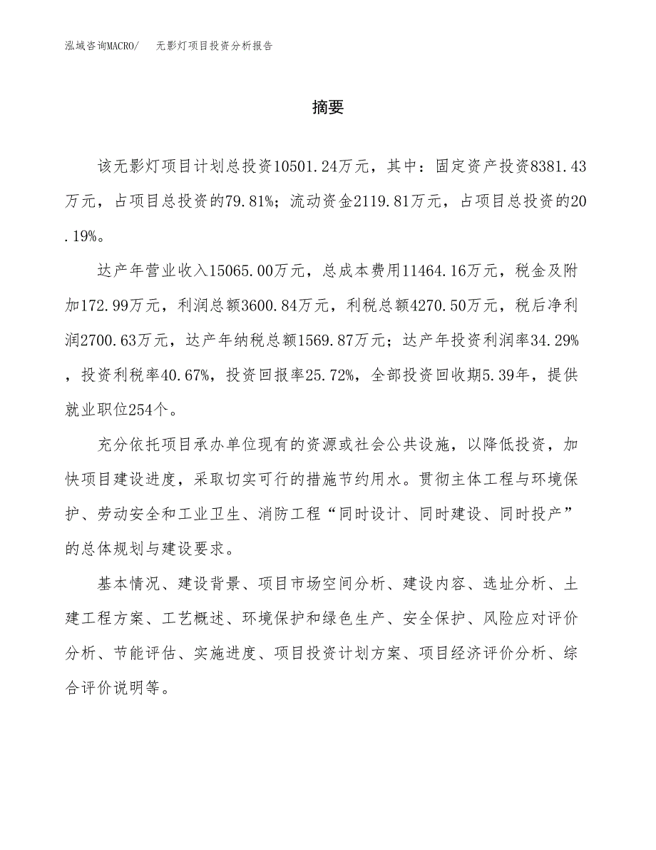 （模板）无影灯项目投资分析报告_第2页