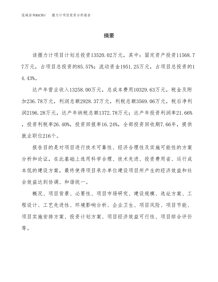 （模板）握力计项目投资分析报告_第2页