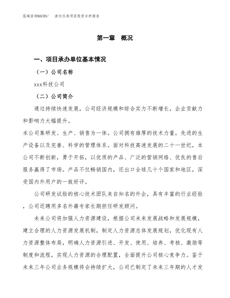 （模板）液位仪表项目投资分析报告_第4页