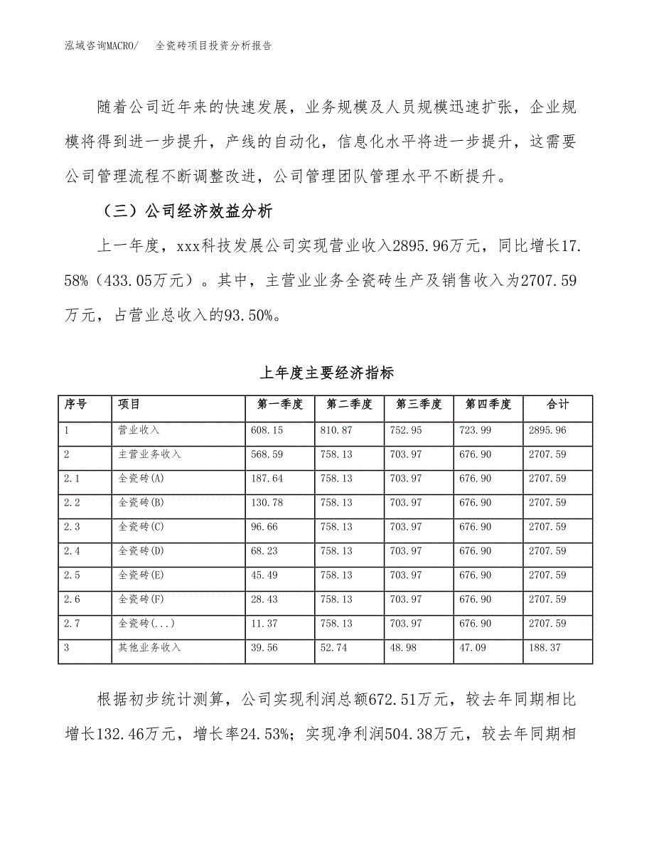 （模板）全瓷砖项目投资分析报告_第5页