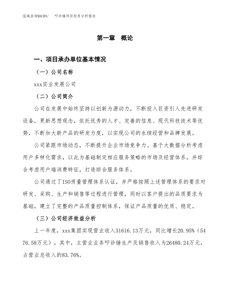 （模板）叩诊锤项目投资分析报告_第4页