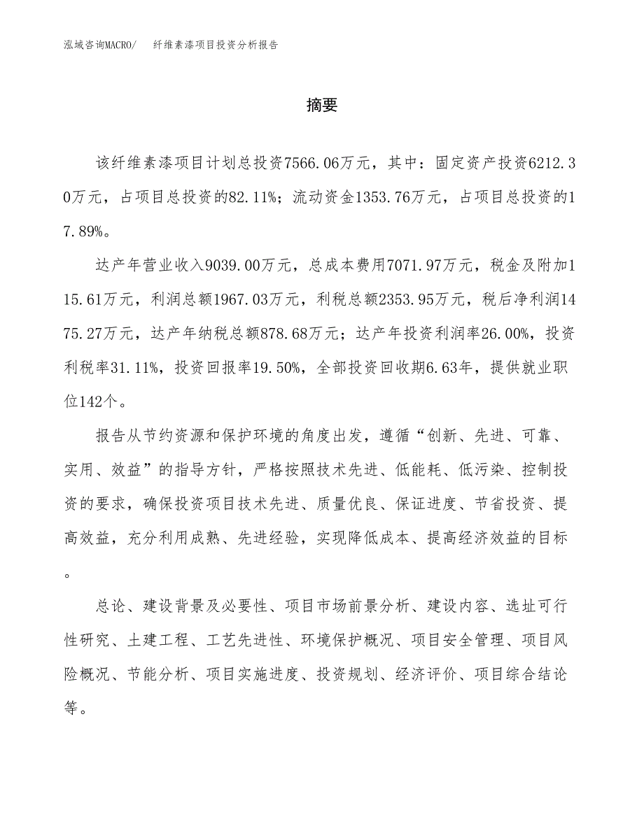 （模板）纤维素漆项目投资分析报告_第2页