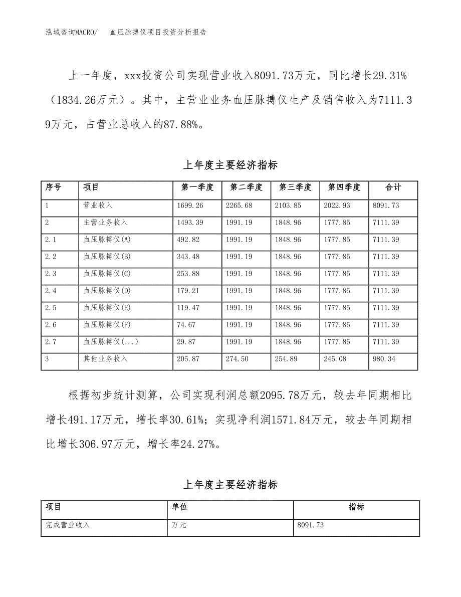 （模板）血压脉搏仪项目投资分析报告_第5页