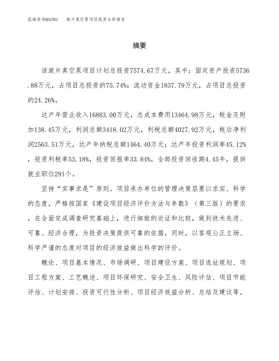 （模板）旋片真空泵项目投资分析报告_第2页