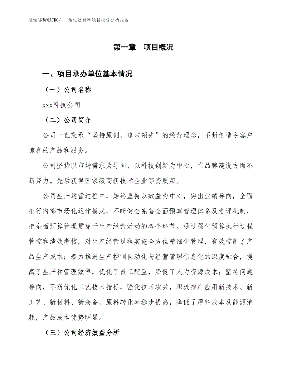 （模板）油过滤材料项目投资分析报告_第4页