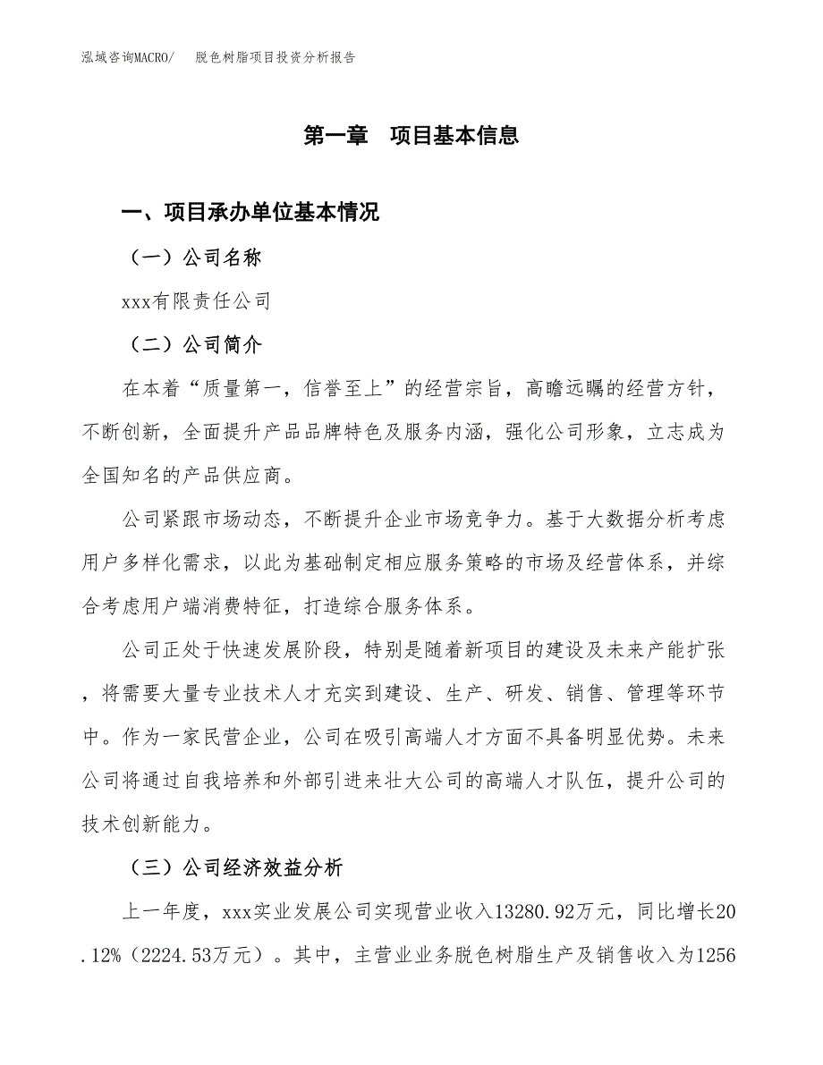 （模板）脱色树脂项目投资分析报告_第4页