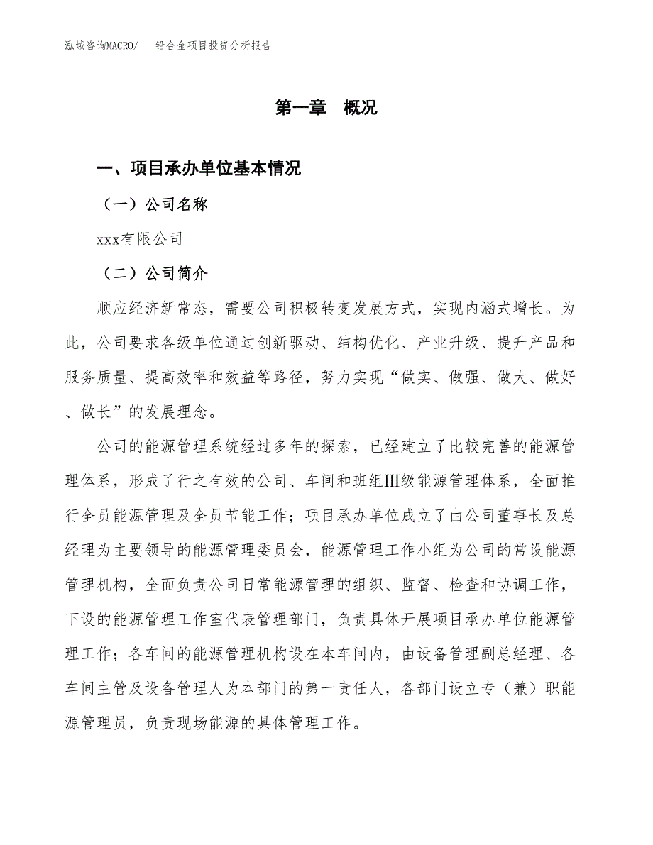 （模板）铅合金项目投资分析报告_第4页