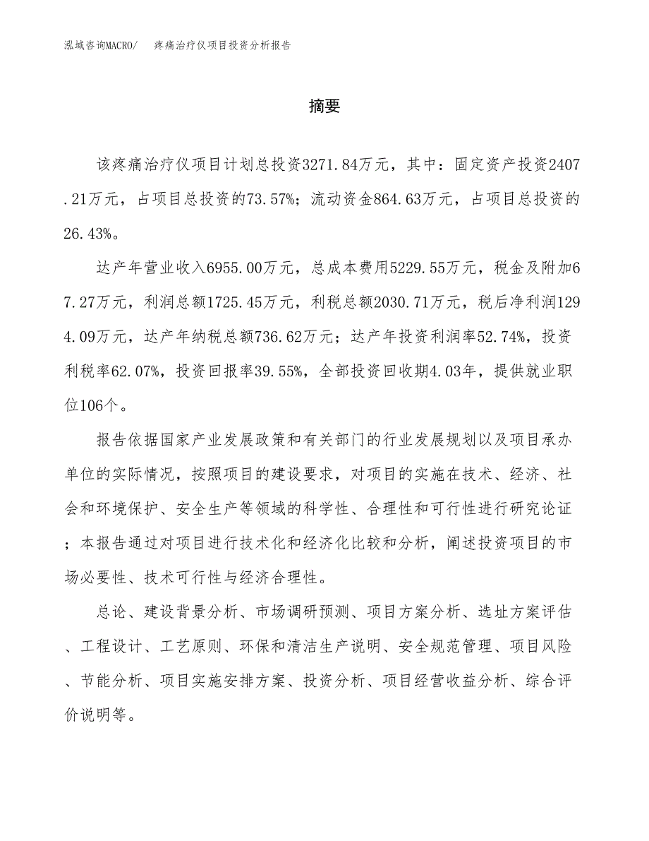 （模板）疼痛治疗仪项目投资分析报告_第2页