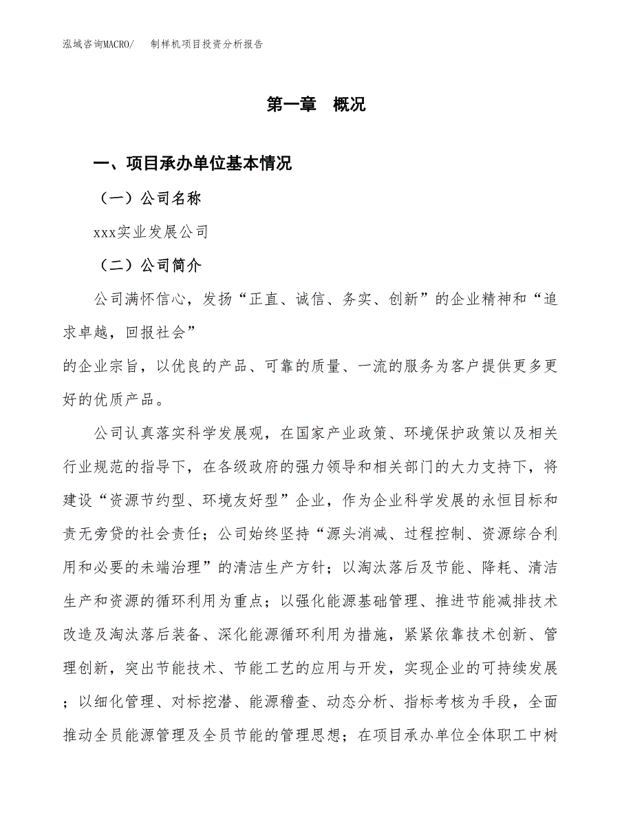 （模板）制样机项目投资分析报告_第4页