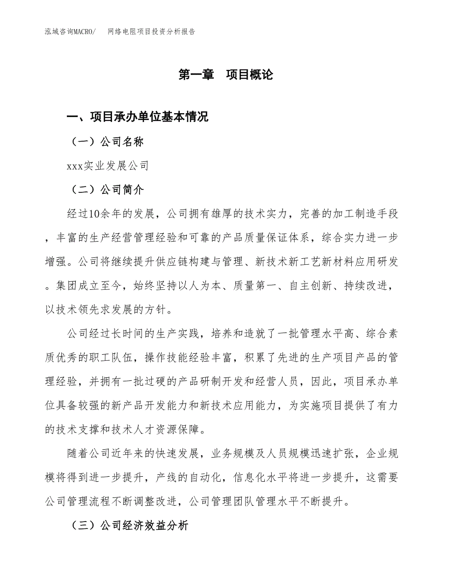 （模板）网络电阻项目投资分析报告_第4页