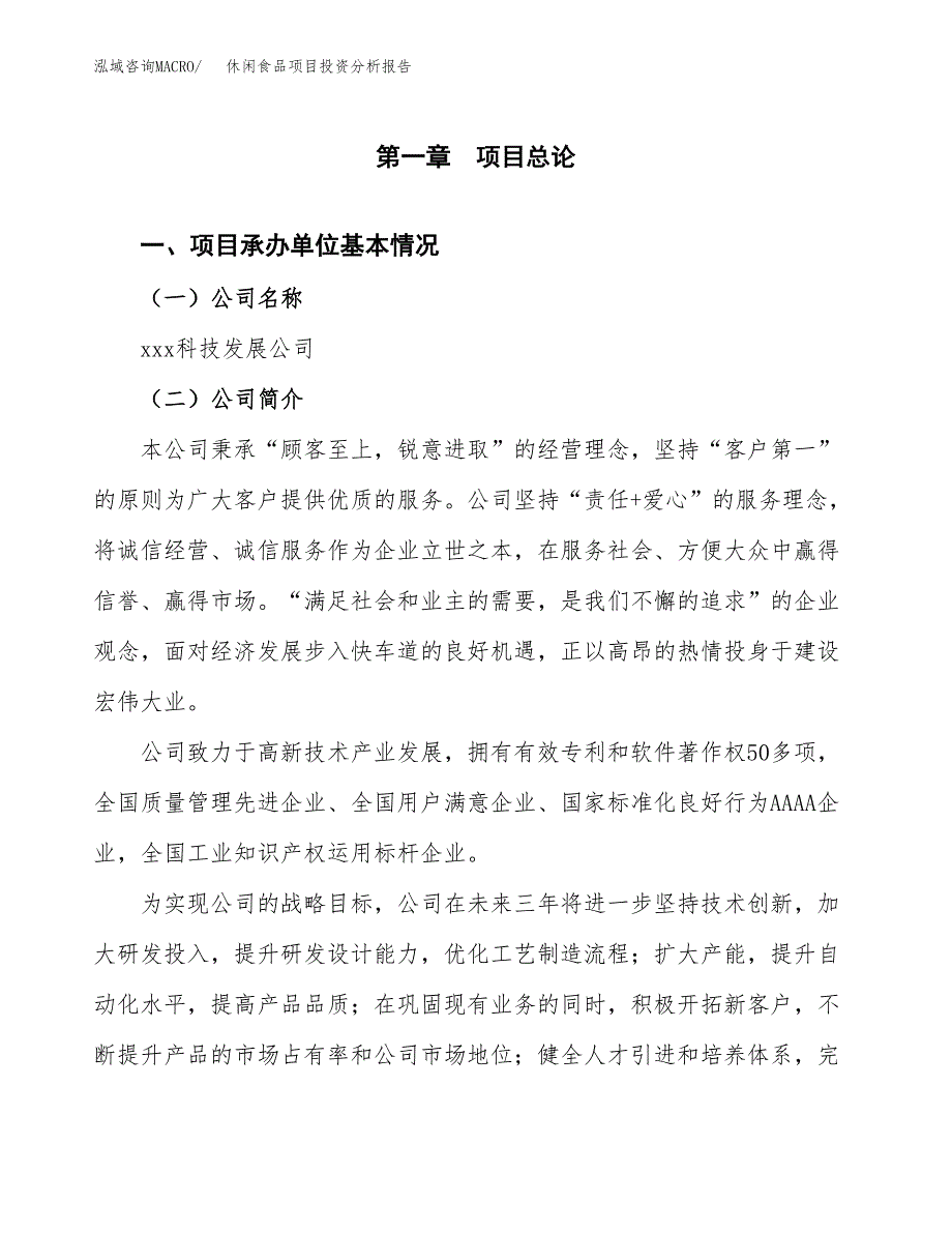 （模板）休闲食品项目投资分析报告_第4页