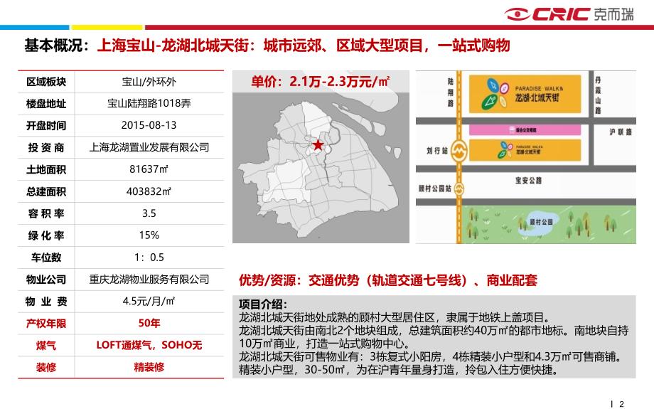 【房地产项目分析】上海宝山-龙湖北城天街_第2页