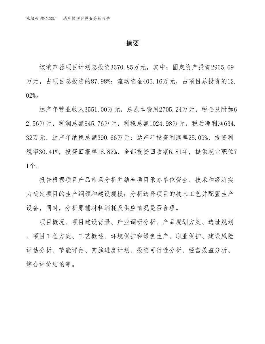 （模板）消声器项目投资分析报告_第2页