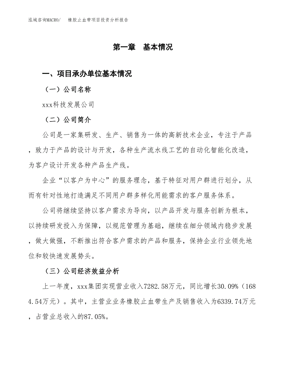 （模板）橡胶止血带项目投资分析报告_第4页