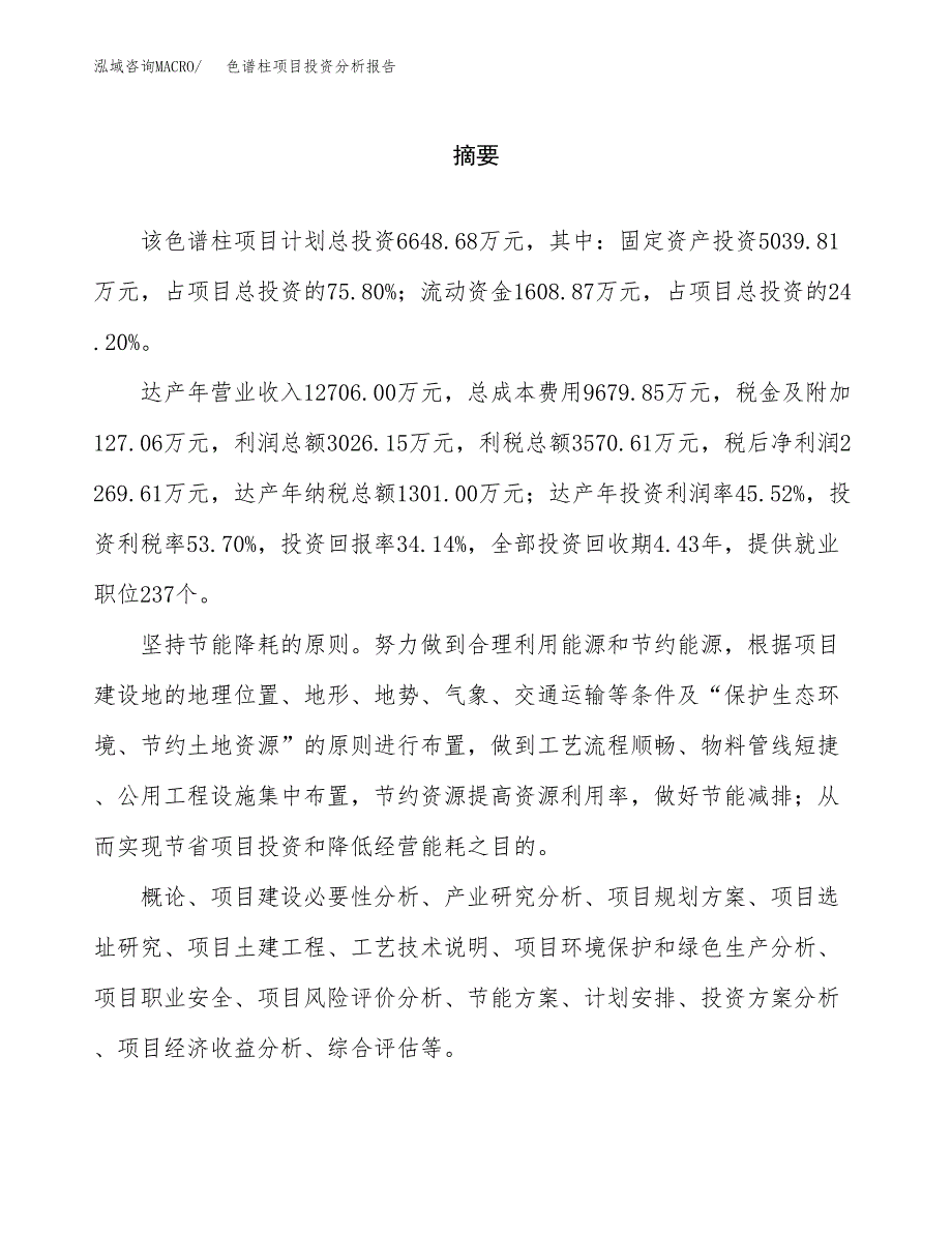 （模板）色谱柱项目投资分析报告_第2页