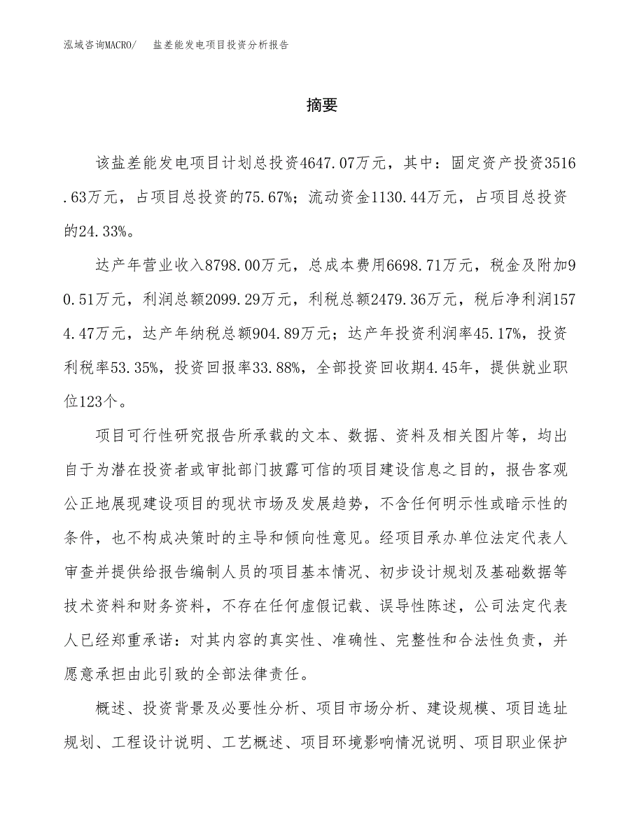 （模板）盐差能发电项目投资分析报告_第2页