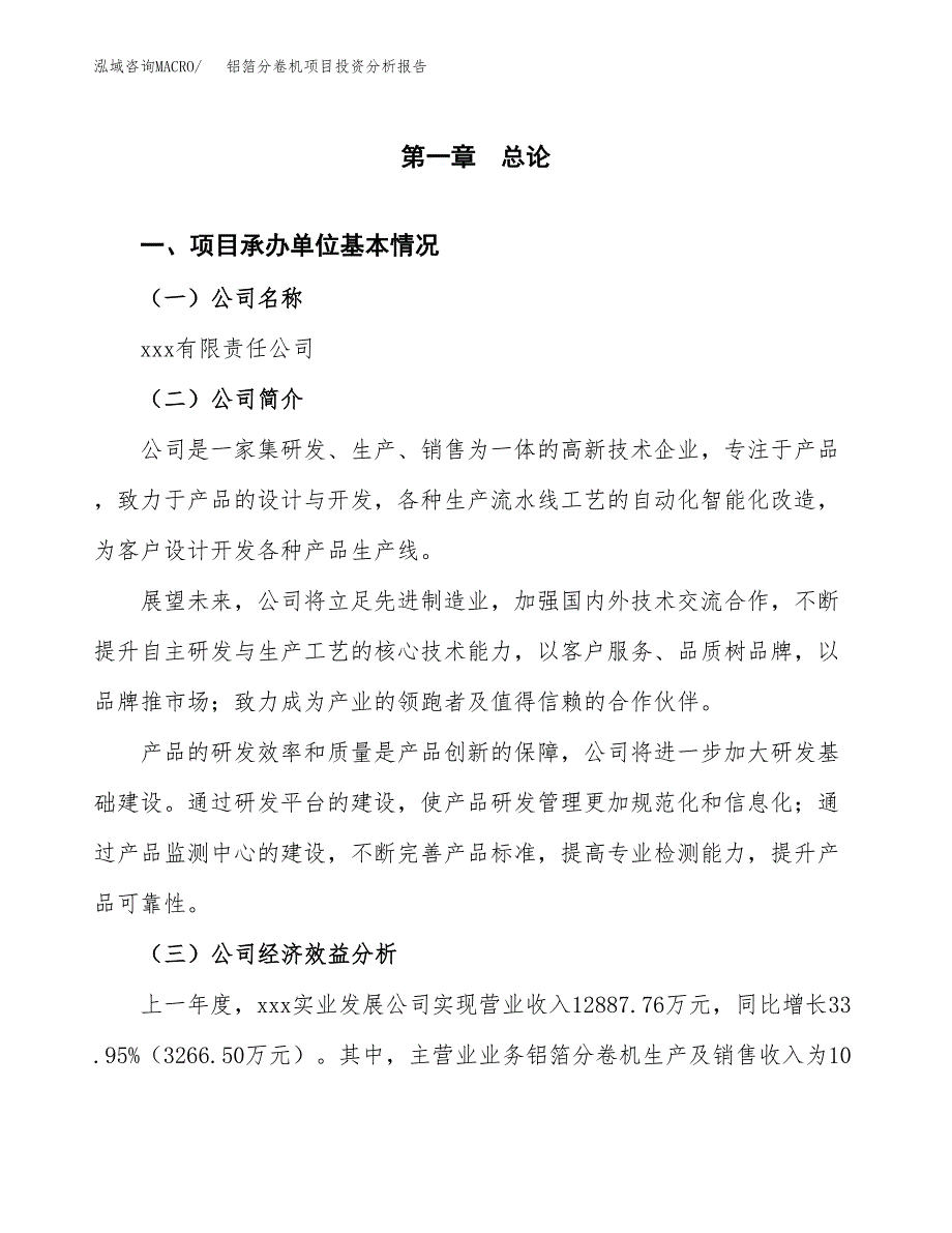 （模板）铝箔分卷机项目投资分析报告_第4页