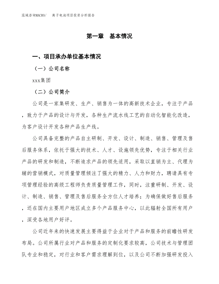 （模板）离子电池项目投资分析报告_第4页