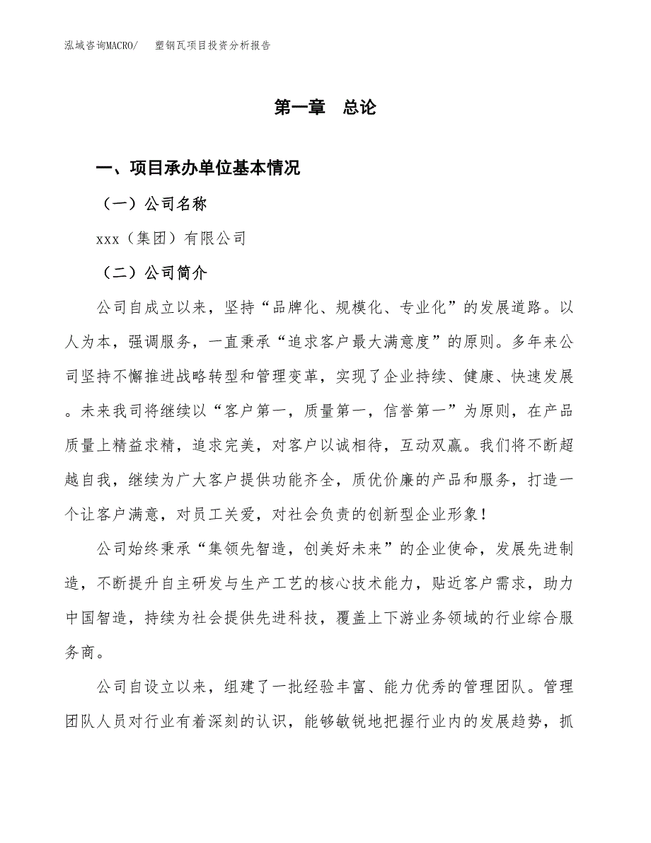 （模板）塑钢瓦项目投资分析报告_第4页