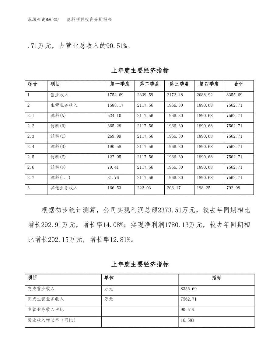 （模板）滤料项目投资分析报告_第5页