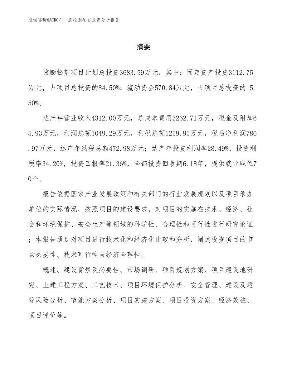 （模板）膨松剂项目投资分析报告_第2页