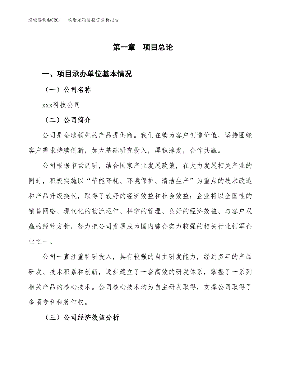 （模板）喷射泵项目投资分析报告_第4页