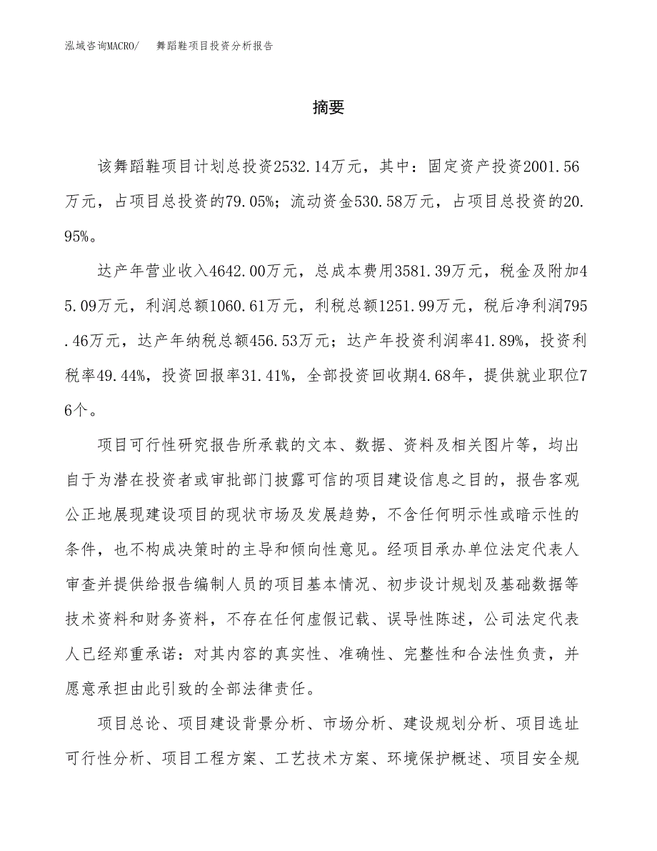 （模板）舞蹈鞋项目投资分析报告_第2页