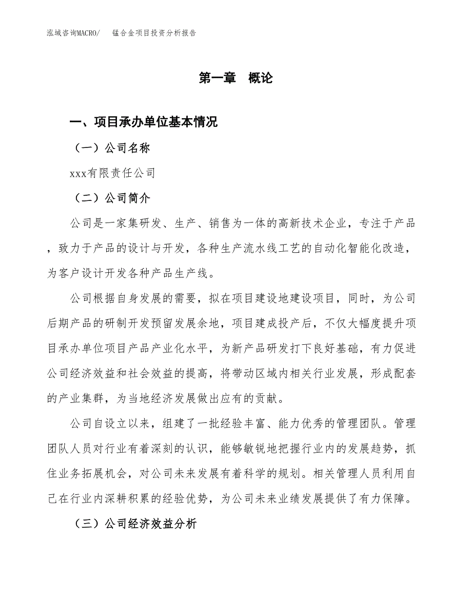 （模板）锰合金项目投资分析报告_第4页