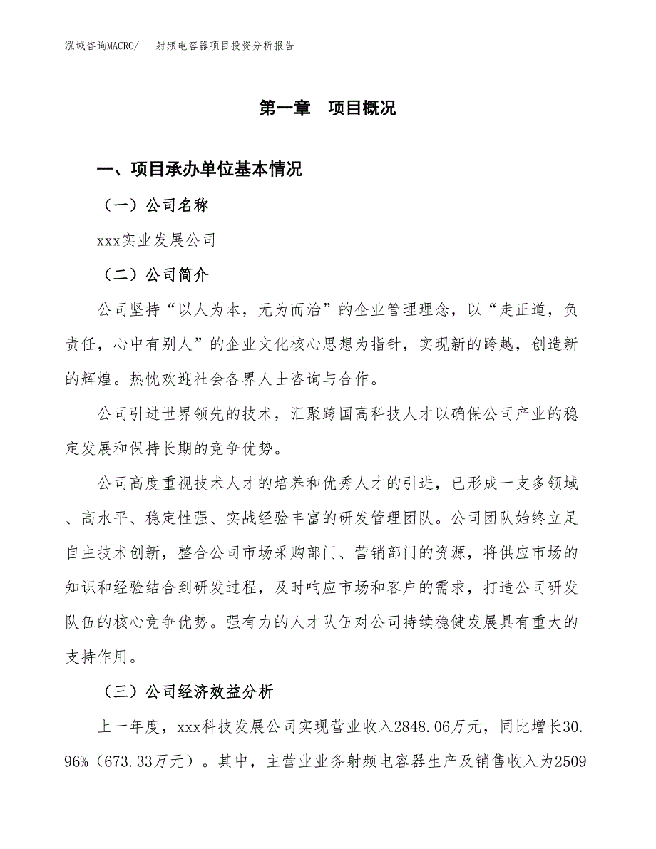 （模板）射频电容器项目投资分析报告_第4页