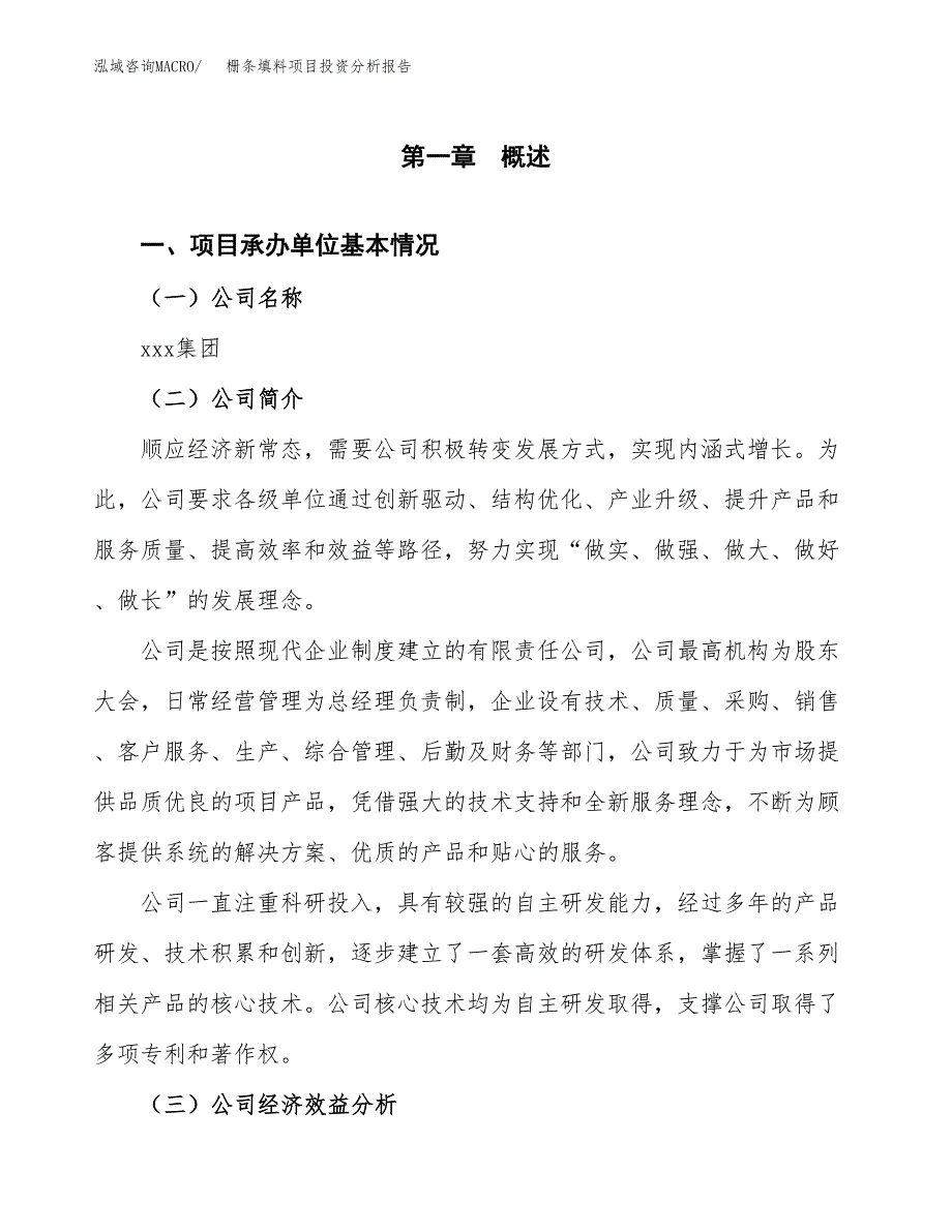 （模板）栅条填料项目投资分析报告_第4页