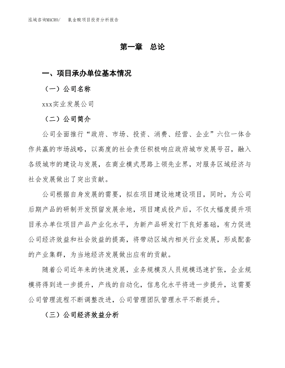 （模板）氯金酸项目投资分析报告_第4页