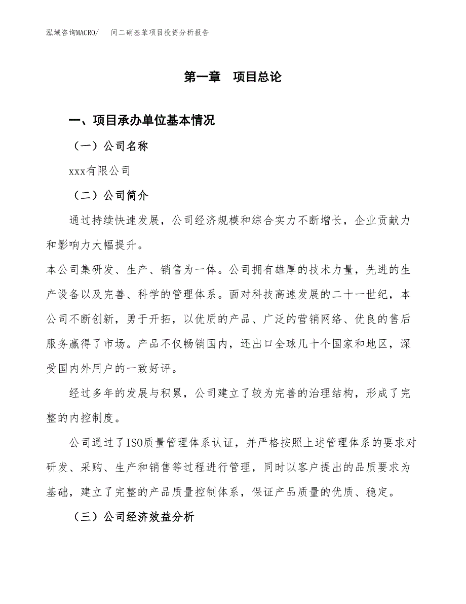 （模板）间二硝基苯项目投资分析报告_第4页