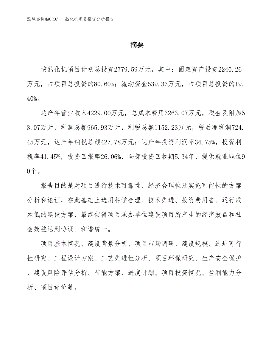 （模板）熟化机项目投资分析报告_第2页