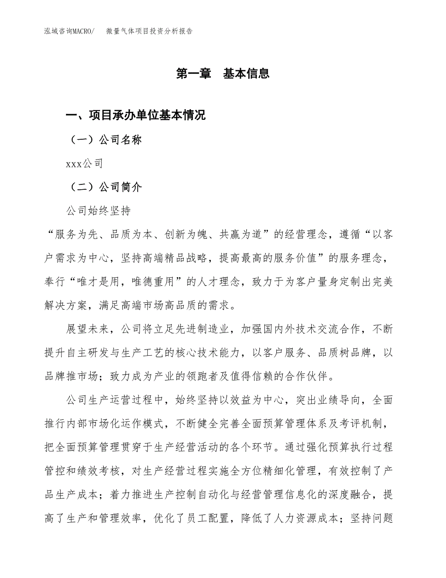 （模板）微量气体项目投资分析报告_第4页